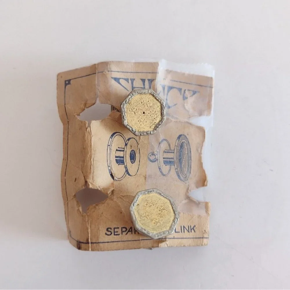 Antique Vintage Separable Links Snap Cufflinks Gold Silver Tone Octagon